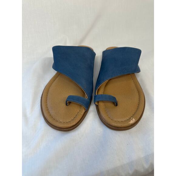 Luxky Brand sandals toe ring blue flat slip on sandals women’s size 10 - Picture 1 of 5